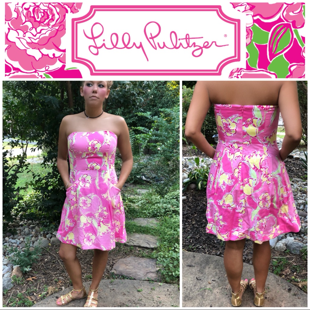 Lilly Pulitzer Hotty Pink Day Strapless Dress Sz.6